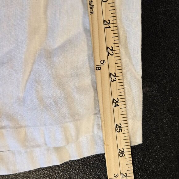 JM Collection Petite 6P White Linen Wide-Leg Pants Drawstring Waist & Pockets - Picture 10 of 12